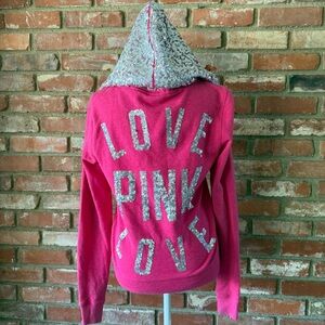 Pink Hoodie with Sequin Lettering